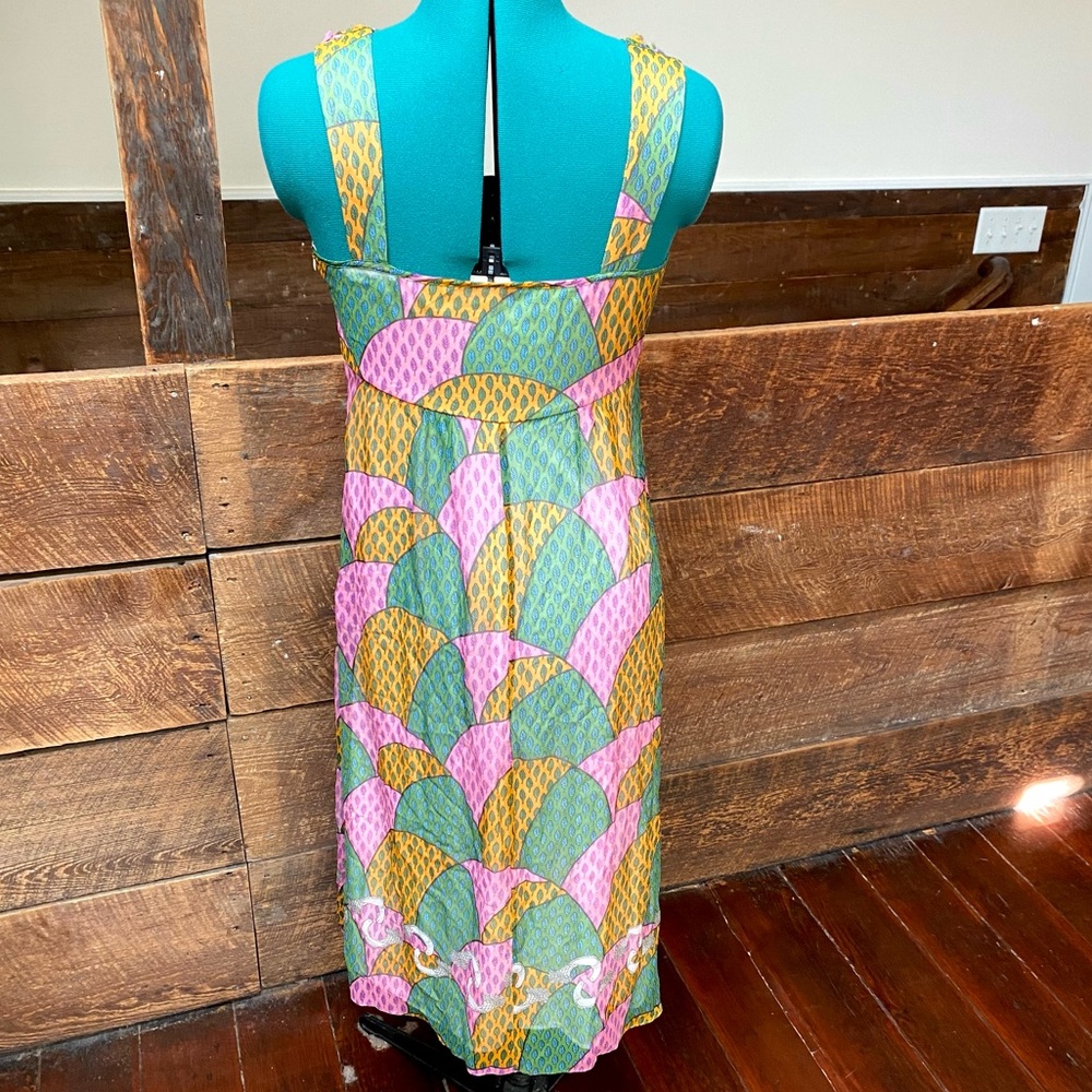 Parameter Fairytale Peacock Patchwork Silk Dress - image 4